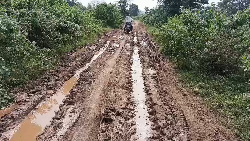 धौंराभांठा-कटेकोनी मार्ग कीचड़ से सराबोर, आवागमन में ग्रामीणों को भारी परेशानी